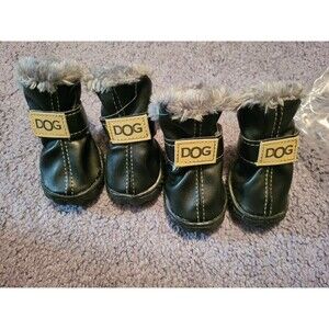 Black Fluffy Size 5 Dog Shoes Brand New